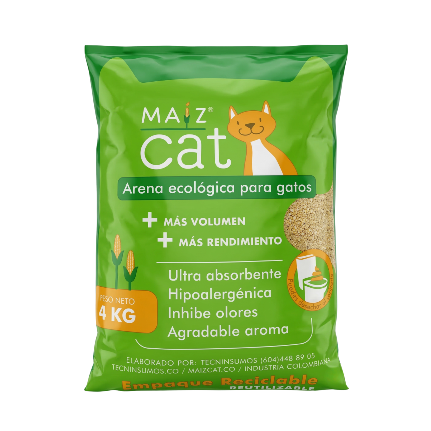 Arena ecológica para gatos - Maíz Cat
